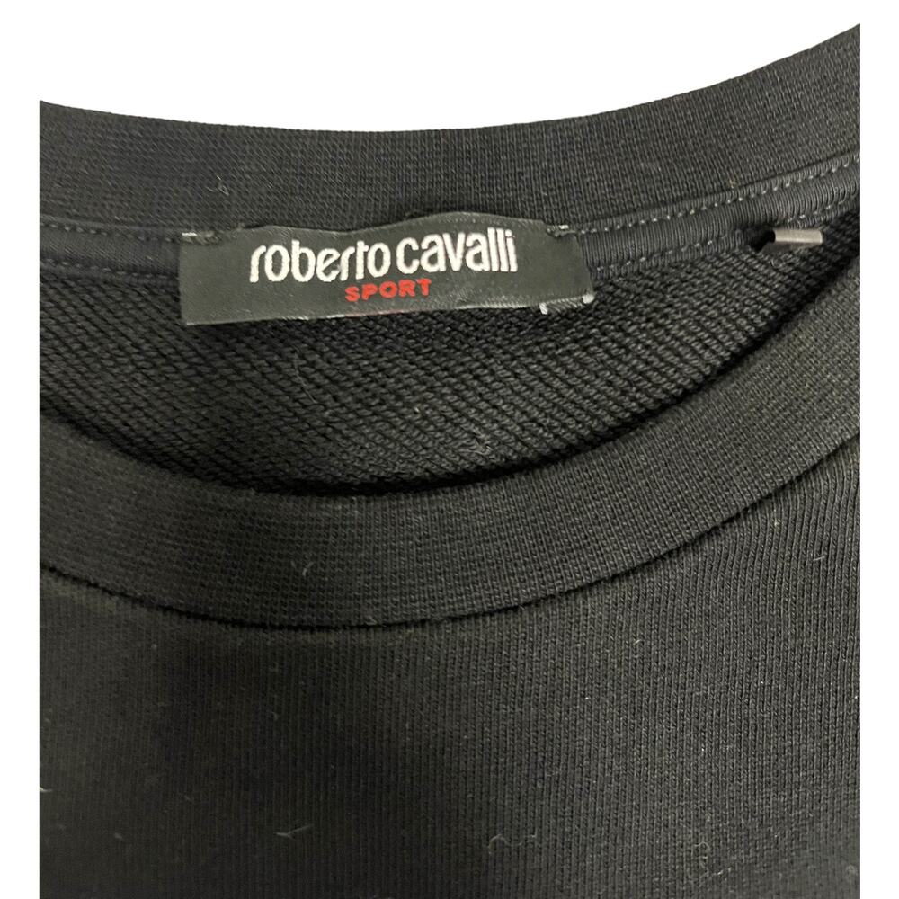 ROBERTO CAVALLI SPORT Black Cotton Logo Accent Long Sleeve Sweatshirt Size S - Picture 3 of 5